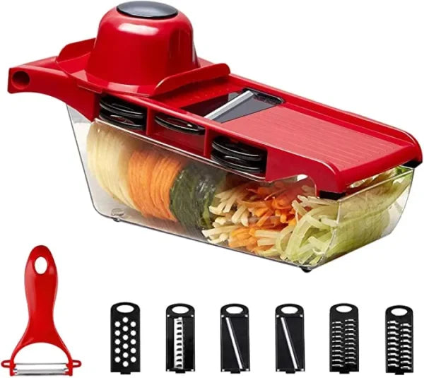 Unlock Effortless Meal Prep: 10-in-1 Mandoline Slicer & Vegetable Cutter with Stainless Steel Blades!